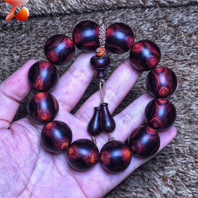 臻藏 絕品海南黃花梨紫油梨  X紋對眼20mm手珠 重量54.5克5